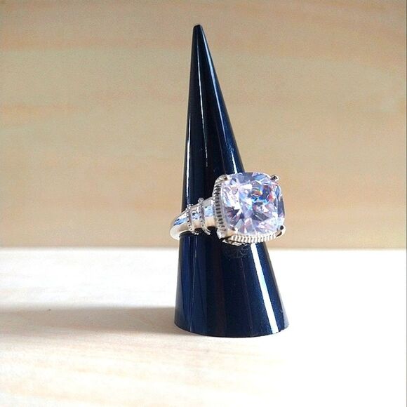 Simulated Diamond Ring in Sterling Silver - Picture 1 of 14